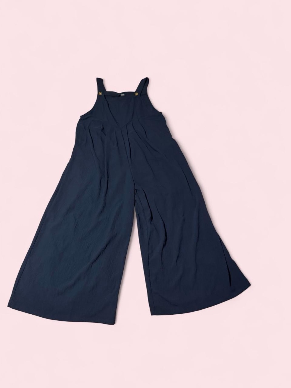 Navy Wide-Leg Jumpsuit with Adjustable Straps
